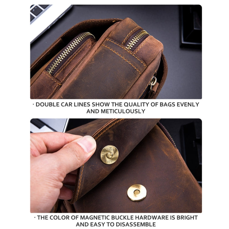 BULL CAPTAIN 133 Men Leather Retro Shoulder Bag Diagonal Leather Bag(Brown)