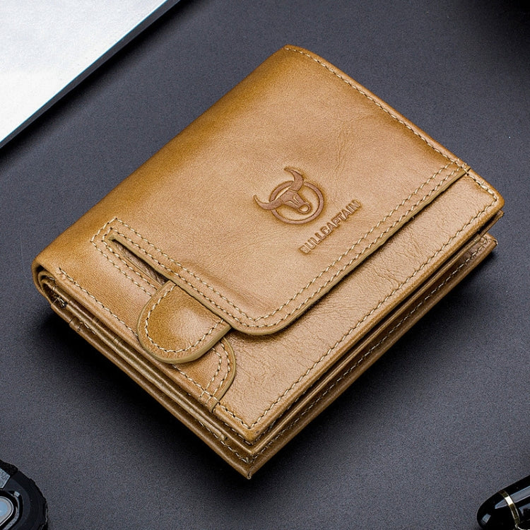 BULL CAPTAIN 037 First-Layer Cowhide Men Leather Wallet Driver License Coin Purse(Yellow Brown)