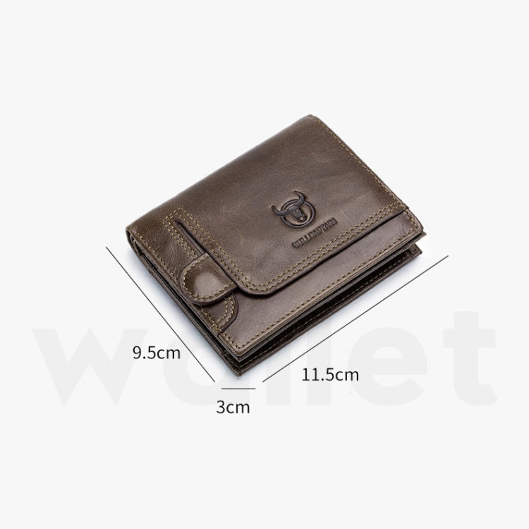 BULL CAPTAIN 037 First-Layer Cowhide Men Leather Wallet Driver License Coin Purse(Yellow Brown)