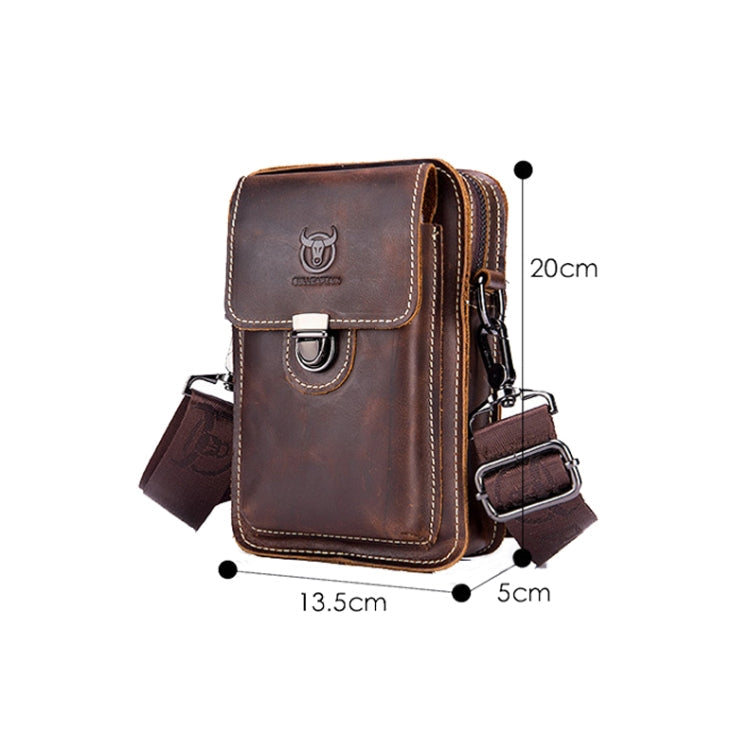 BULL CAPTAIN 075 Men Belt Phone Waist Bag First-Layer Cowhide Multi-Function Diagonal Bag(Brown)