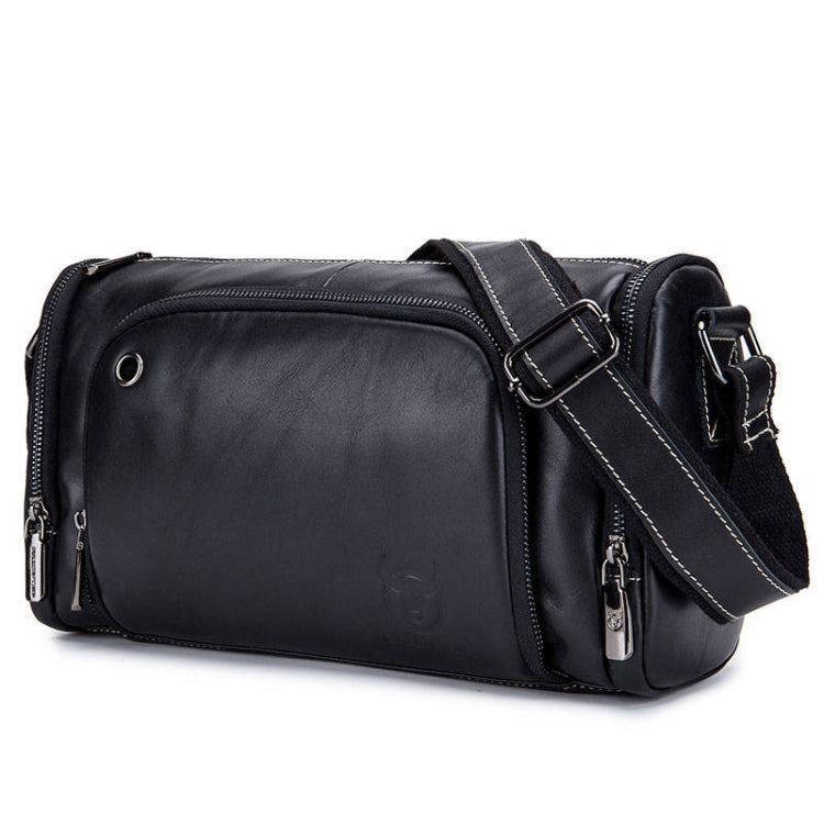 BULL CAPTAIN HKDJB--001 Cowhide Messenger Bag Sports Men Single-shoulder Bag, Colour: Black