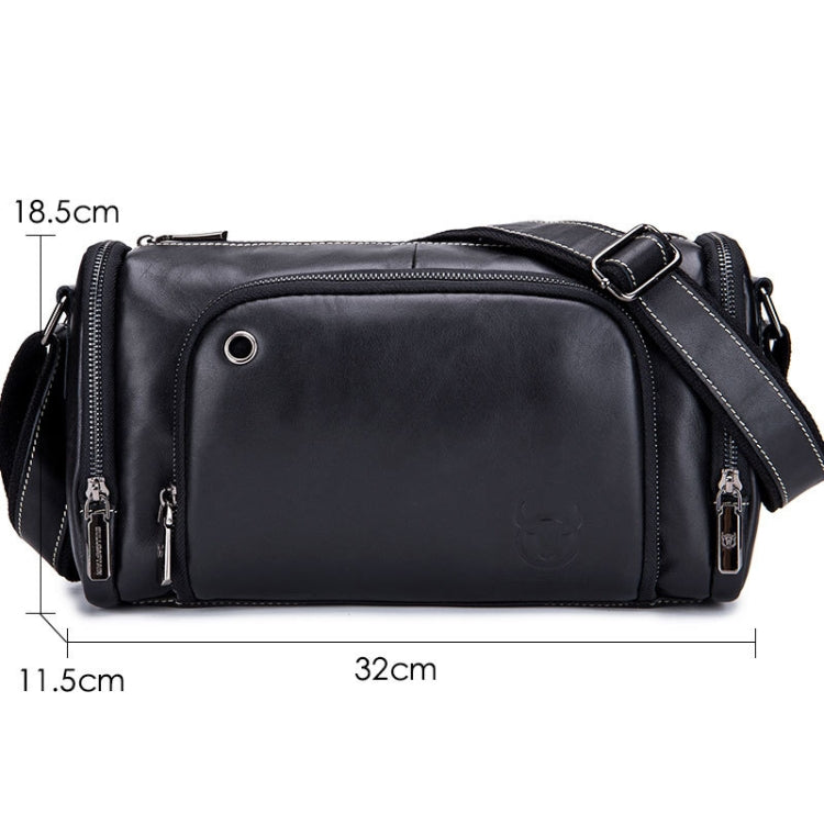 BULL CAPTAIN HKDJB--001 Cowhide Messenger Bag Sports Men Single-shoulder Bag, Colour: Black