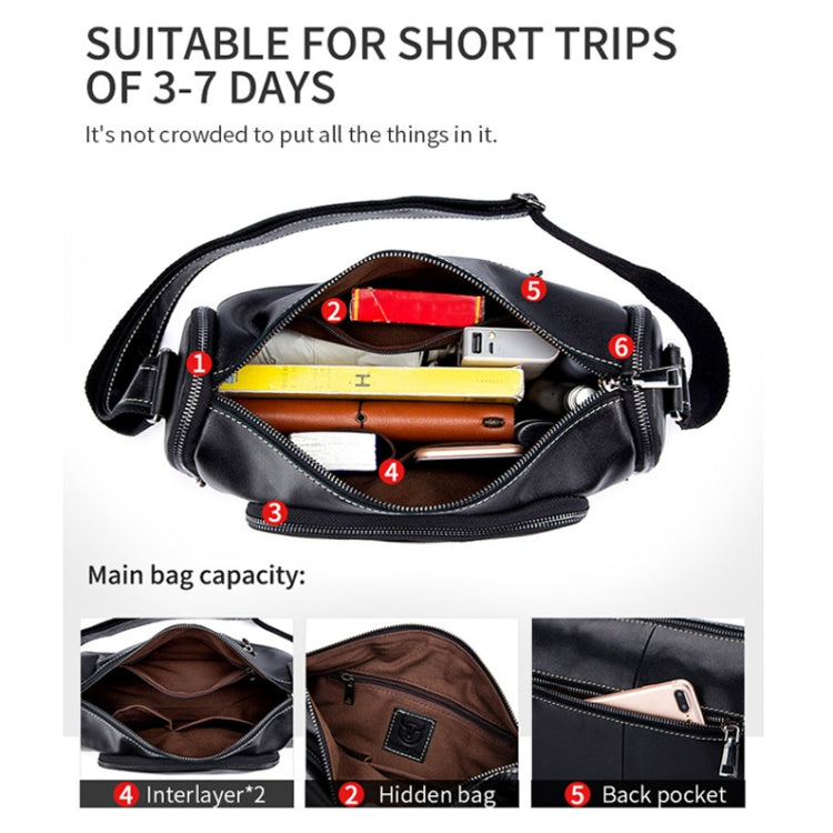 BULL CAPTAIN HKDJB--001 Cowhide Messenger Bag Sports Men Single-shoulder Bag, Colour: Black