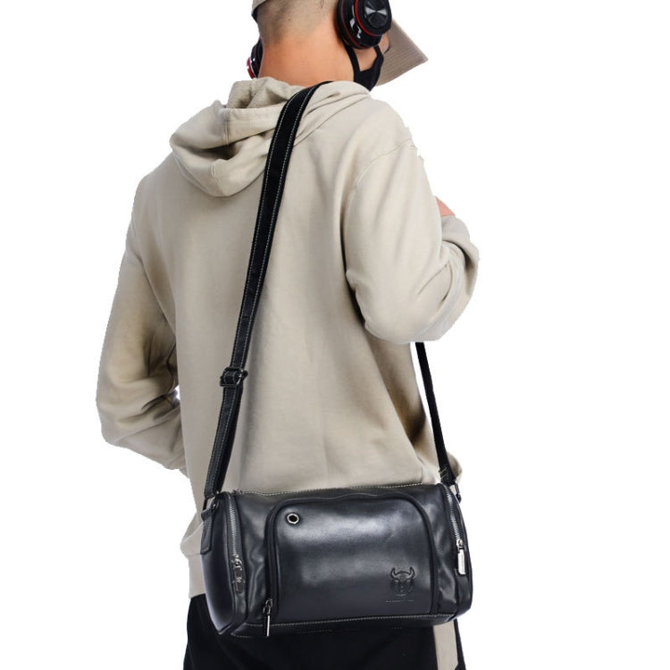 BULL CAPTAIN HKDJB--001 Cowhide Messenger Bag Sports Men Single-shoulder Bag, Colour: Black