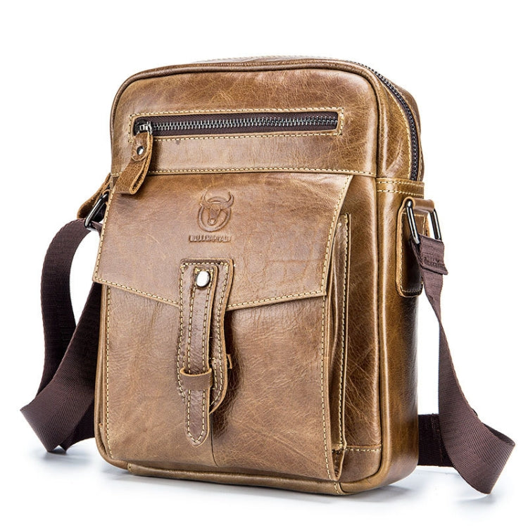 BULL CAPTAIN 053 Men Messenger Bag Cowhide Large Capacity Briefcase, Specification：Large (Dark Brown)