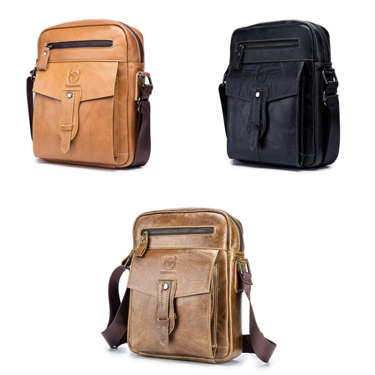 BULL CAPTAIN 053 Men Messenger Bag Cowhide Large Capacity Briefcase, Specification：Small (Dark Brown)