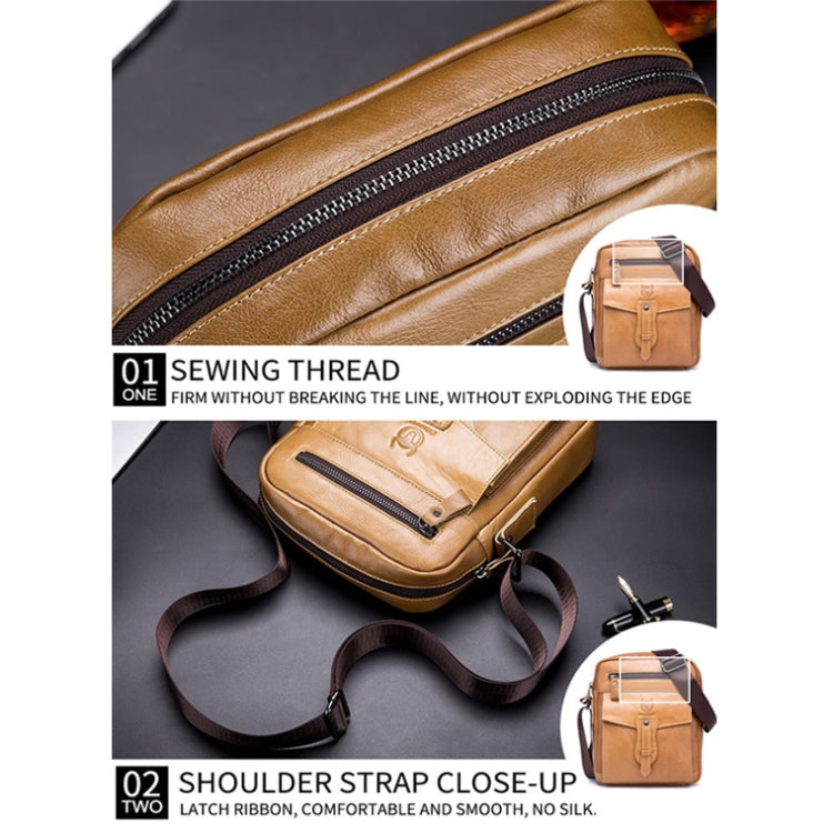 BULL CAPTAIN 053 Men Messenger Bag Cowhide Large Capacity Briefcase, Specification：Small (Dark Brown)