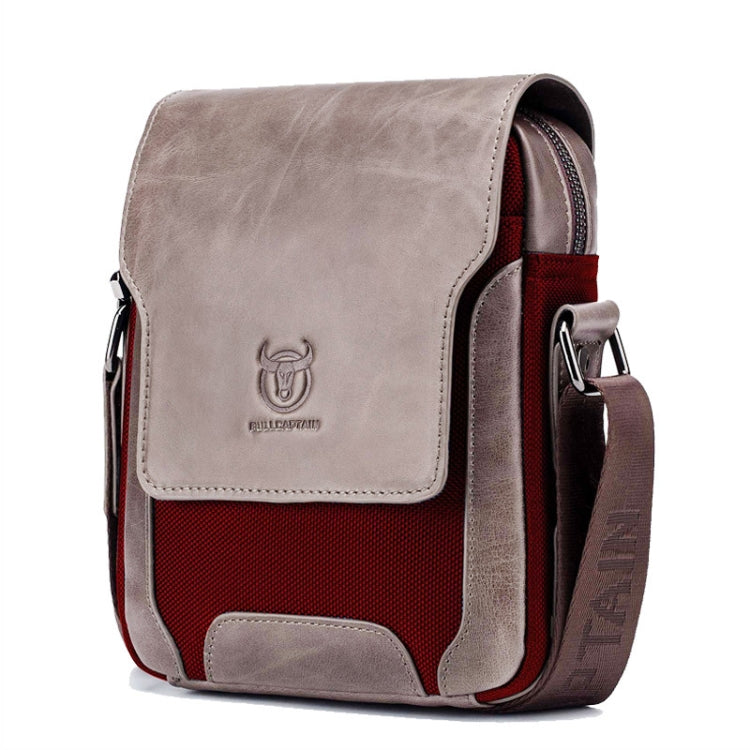 BULL CAPTAIN 999 Men Leather Diagonal Bag First-Layer Cowhide Multi-Function Shoulder Bags(Red)