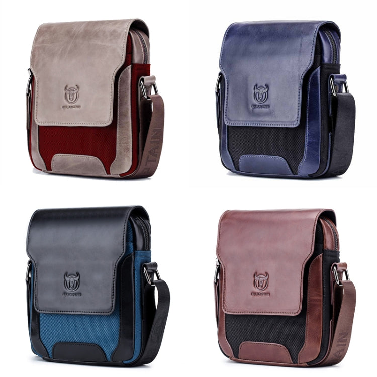 BULL CAPTAIN 999 Men Leather Diagonal Bag First-Layer Cowhide Multi-Function Shoulder Bags(Black)