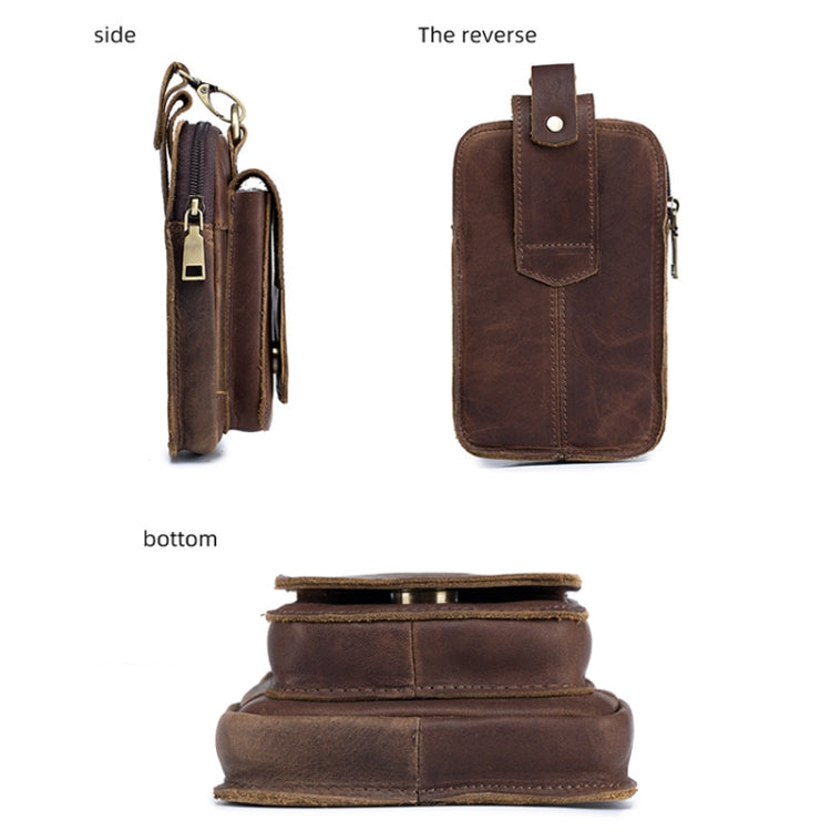 BULL CAPTAIN 028 Multi-Function Cattle Leather Waist Bag Magnetic Buckle Mobile Phone Belt Bag(Coffee)