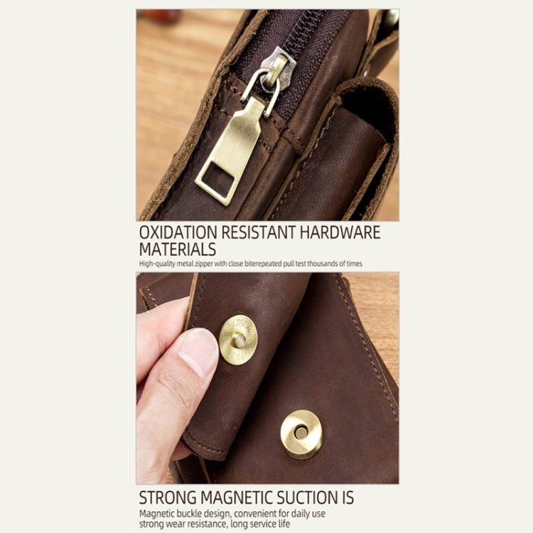 BULL CAPTAIN 028 Multi-Function Cattle Leather Waist Bag Magnetic Buckle Mobile Phone Belt Bag(Coffee)
