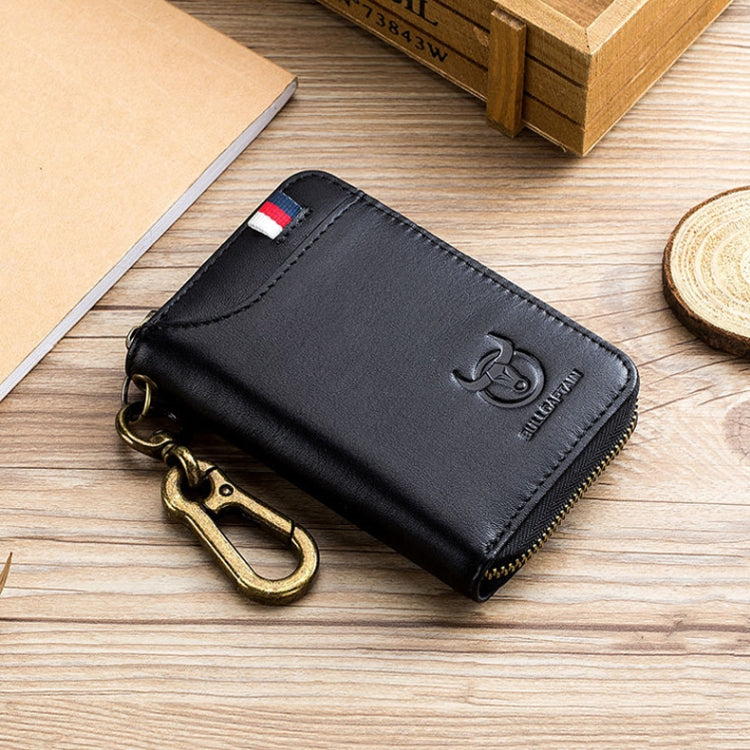 BULL CAPTAIN 474 Multifunctional Leather Coin Purse Hanging Waist Anti-Brush Key Bag, Colour: Black