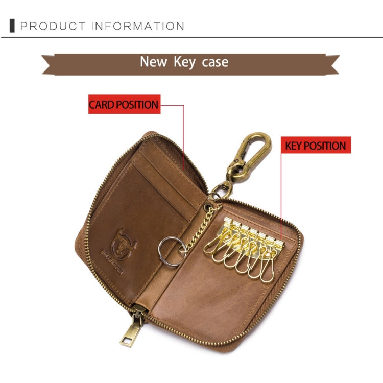 BULL CAPTAIN 474 Multifunctional Leather Coin Purse Hanging Waist Anti-Brush Key Bag, Colour: Black