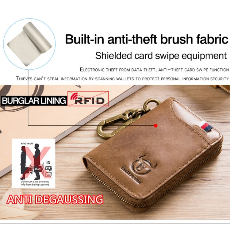 BULL CAPTAIN 474 Multifunctional Leather Coin Purse Hanging Waist Anti-Brush Key Bag, Colour: Brown
