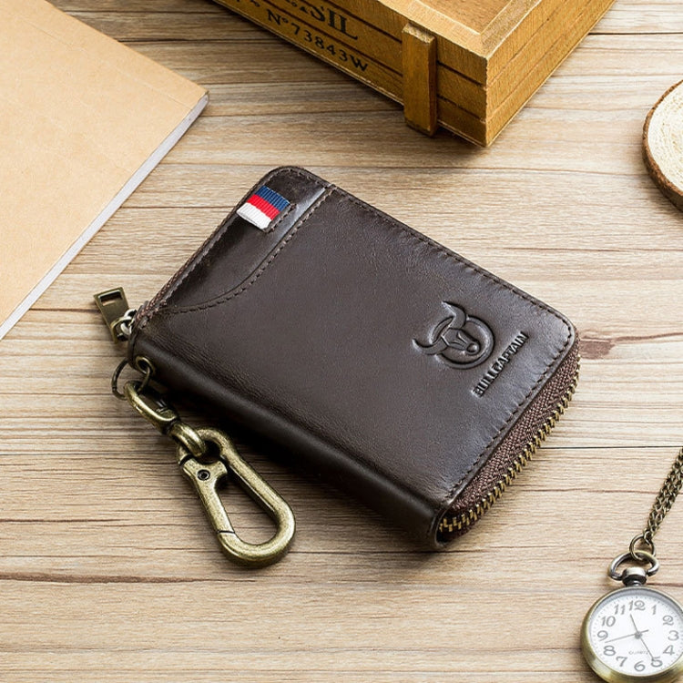 BULL CAPTAIN 474 Multifunctional Leather Coin Purse Hanging Waist Anti-Brush Key Bag, Colour: Brown