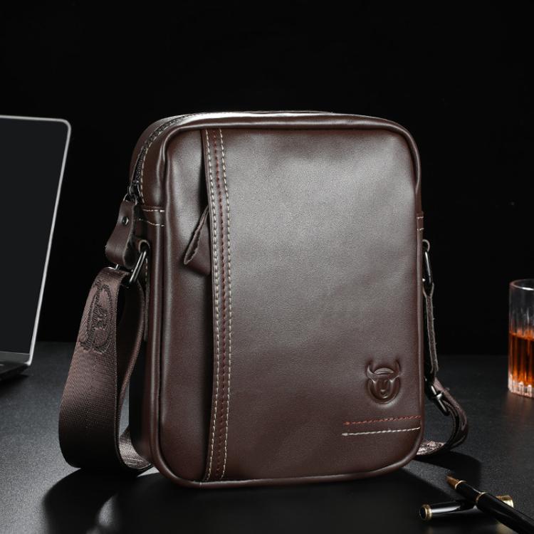 BULL CAPTAIN 228 Men Leather Shoulder Bag First-Layer Cowhide Casual Mini Diagonal Bag(Brown)