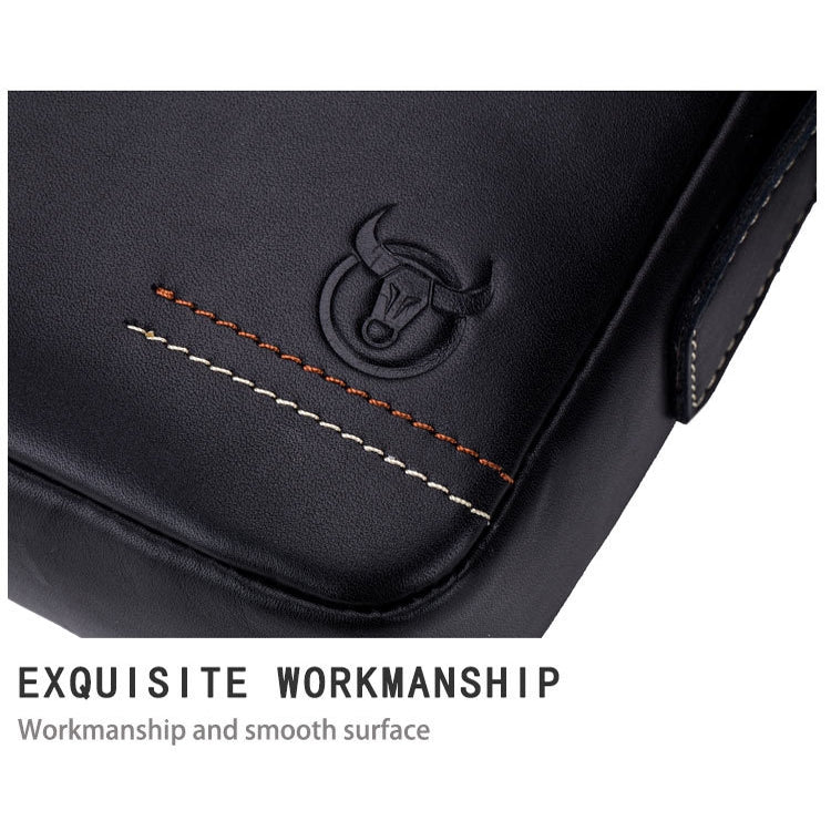 BULL CAPTAIN 228 Men Leather Shoulder Bag First-Layer Cowhide Casual Mini Diagonal Bag(Black)