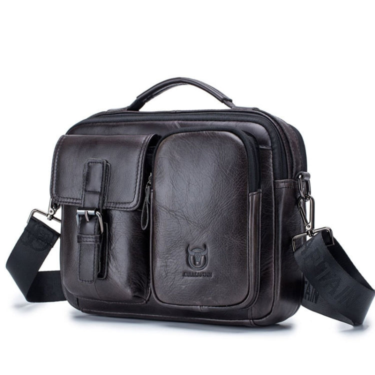 BULL CAPTAIN 036 Men Leather Shoulder Bag Retro First-Layer Cowhide Messenger Bag(Black)