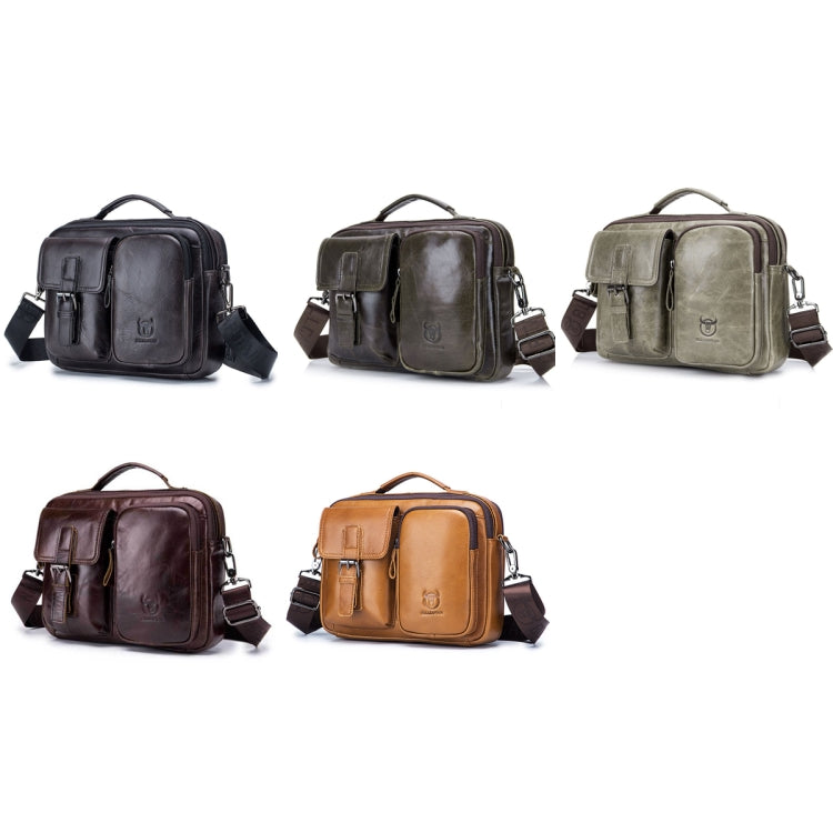 BULL CAPTAIN 036 Men Leather Shoulder Bag Retro First-Layer Cowhide Messenger Bag(Yellow Brown)