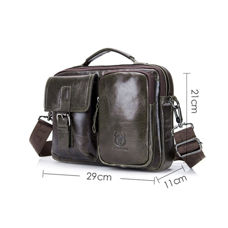 BULL CAPTAIN 036 Men Leather Shoulder Bag Retro First-Layer Cowhide Messenger Bag(Iron Blue)