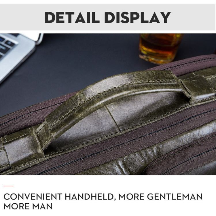 BULL CAPTAIN 036 Men Leather Shoulder Bag Retro First-Layer Cowhide Messenger Bag(Black)