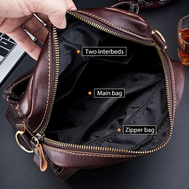 BULL CAPTAIN 302 First-Layer Cowhide Men Casual Shoulder Bag Leather Retro Briefcase(Obsmetrical Black)