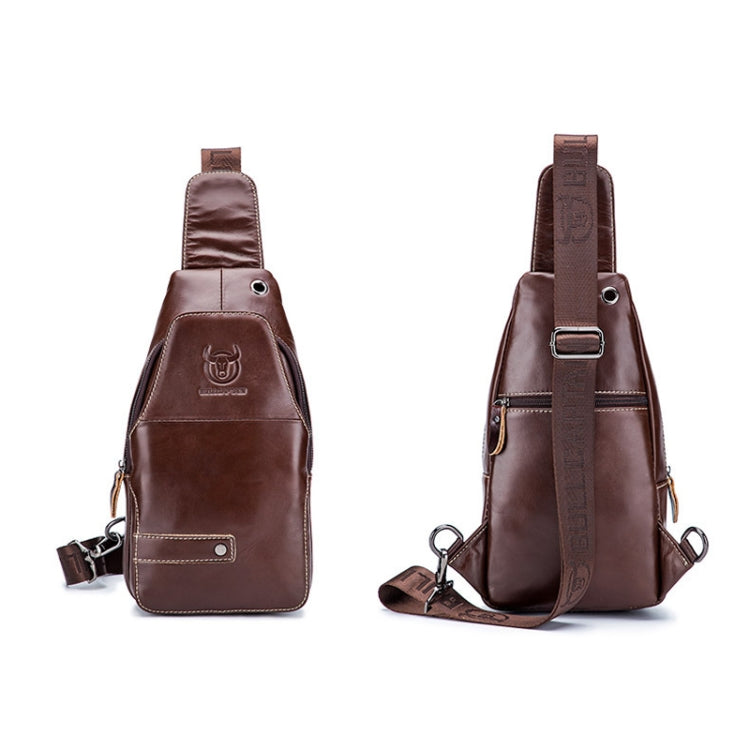 BULL CAPTAIN 087 Men Leather Shoulder Bag First-Layer Cowhide Sports Chest Bag(Brown)