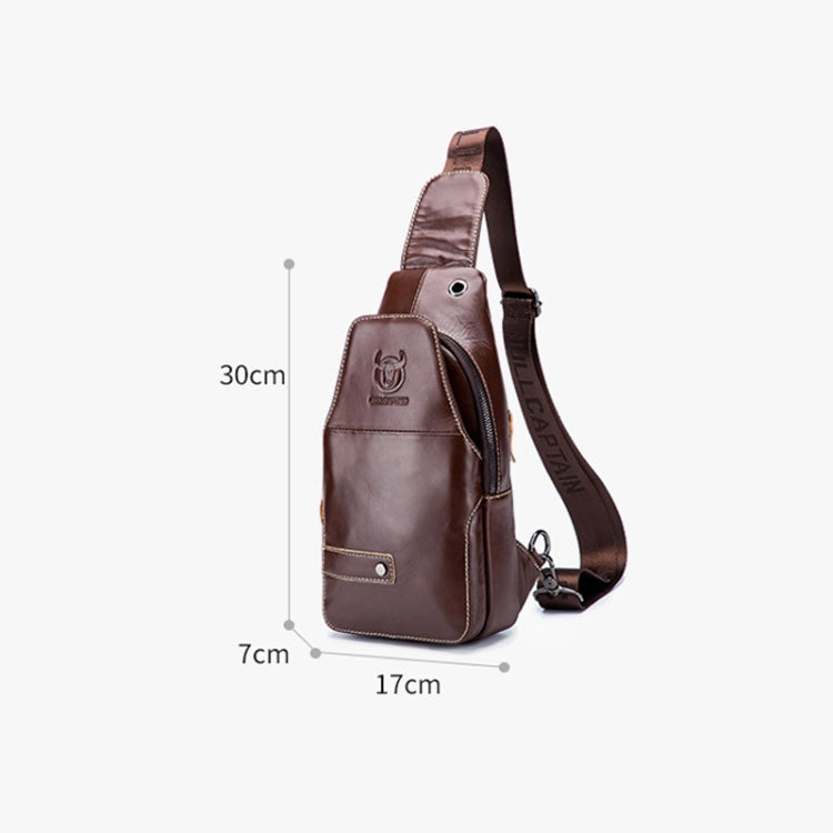 BULL CAPTAIN 087 Men Leather Shoulder Bag First-Layer Cowhide Sports Chest Bag(Brown)