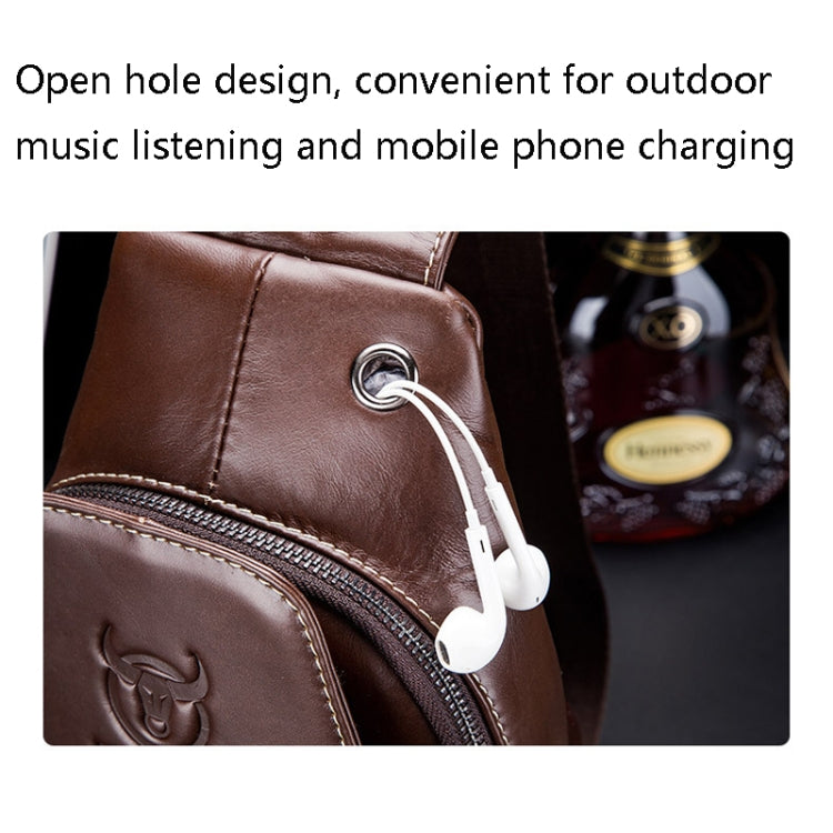 BULL CAPTAIN 087 Men Leather Shoulder Bag First-Layer Cowhide Sports Chest Bag(Brown)