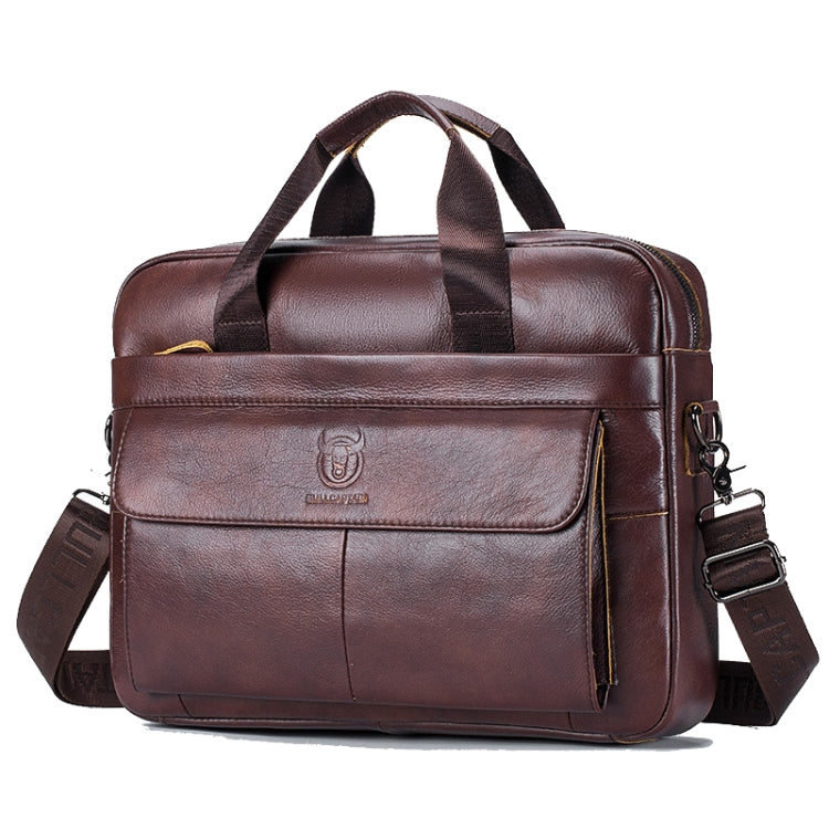 BULL CAPTAIN 046 Men Leather Briefcase First-Layer Cowhide Computer Handbag(Brown)