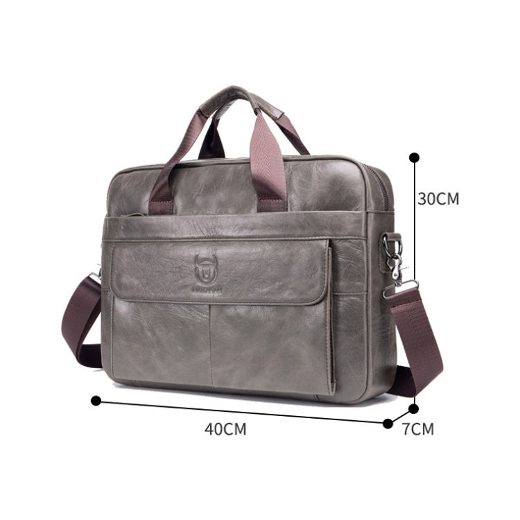BULL CAPTAIN 046 Men Leather Briefcase First-Layer Cowhide Computer Handbag(Black)