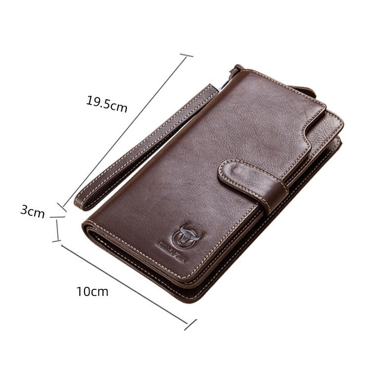 BULL CAPTAIN 028 Long Buckle Retro Cowhide Multi-Function Wallet (Yellow Brown)