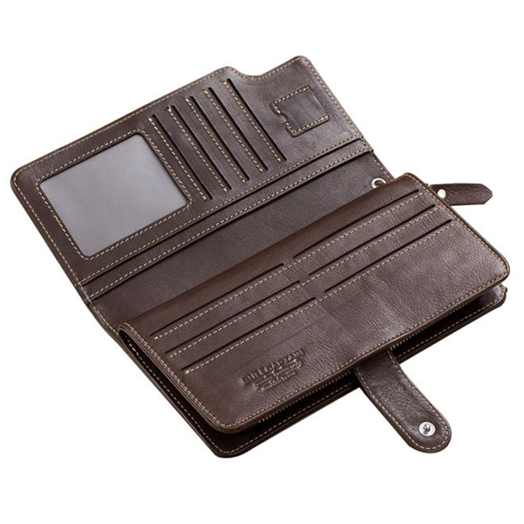 BULL CAPTAIN 028 Long Buckle Retro Cowhide Multi-Function Wallet (Red)