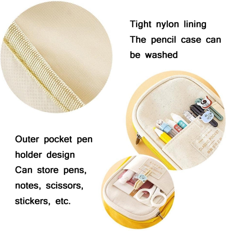 Angoo Cotton And Linen Large Capacity Pencil Stationery Bag(572 Navy / Beige)