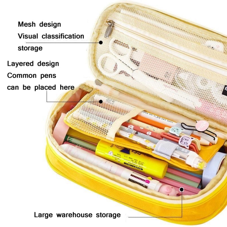 Angoo Cotton And Linen Large Capacity Pencil Stationery Bag(876 Dark Pink)