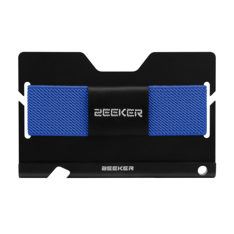 ZEEKER JK03  Aluminum Alloy Card Holder Multi-Function Elastic Band Women And Men Wallet Metal Business Card Holder(Blue)