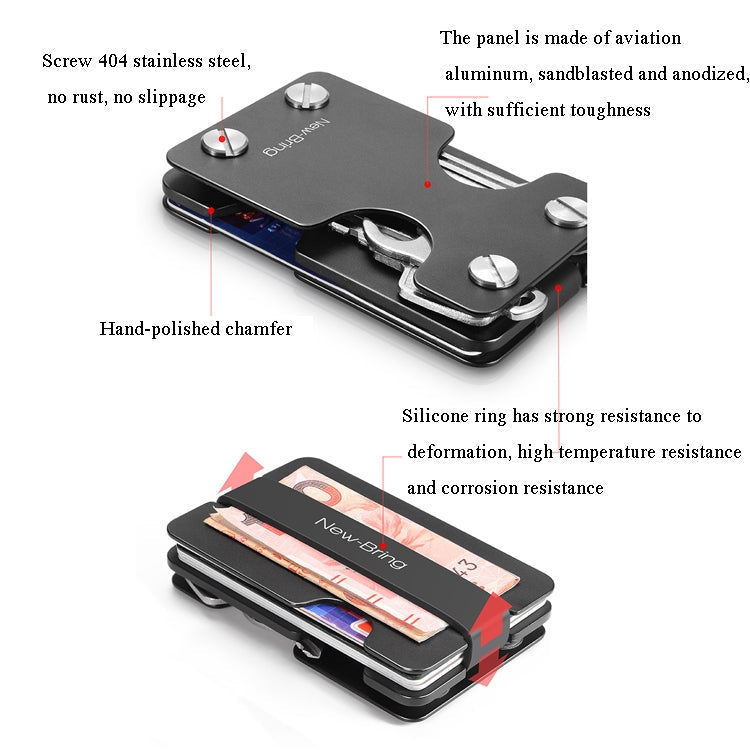 New-Bring Metal Card Holder Multifunctional  EDC Wallet Can Store Keys & U Disk(Carbon Fiber)