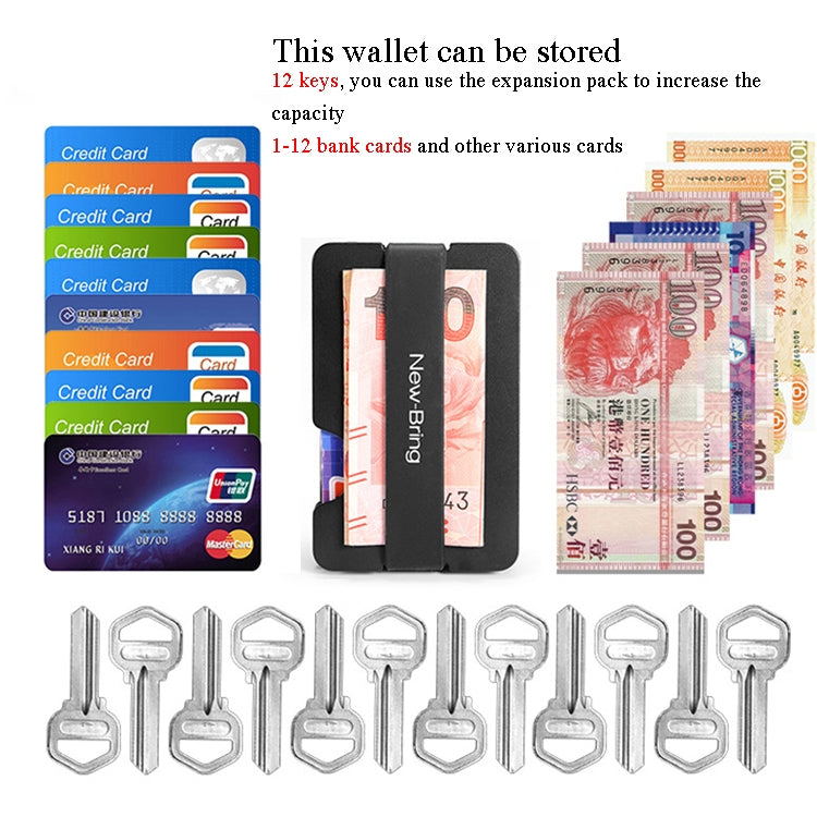 New-Bring Metal Card Holder Multifunctional  EDC Wallet Can Store Keys & U Disk(Carbon Fiber)