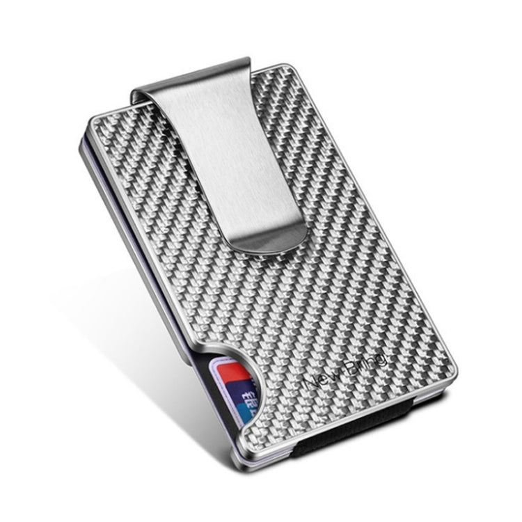 New-Bring Metal Carbon Fiber Wallet Ultra-Thin Card Holder Male RFID Anti-Theft Simple Wallet Bank Credit Card Storage Device(Silver)