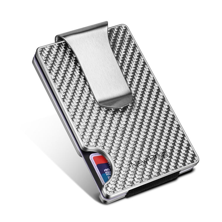 New-Bring Metal Carbon Fiber Wallet Ultra-Thin Card Holder Male RFID Anti-Theft Simple Wallet Bank Credit Card Storage Device(Silver)