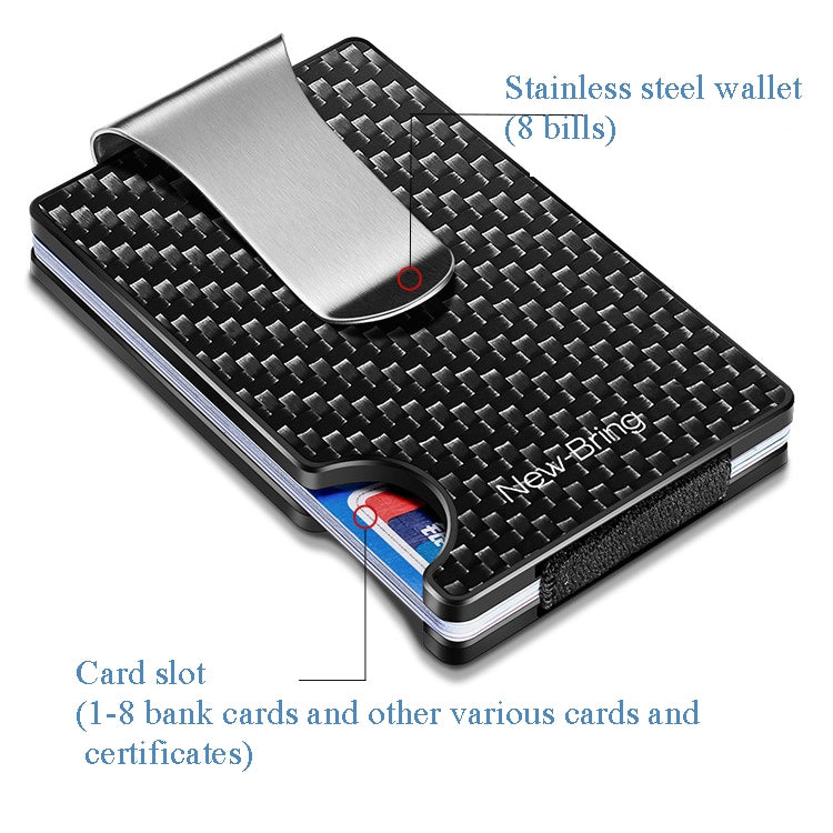 New-Bring Metal Carbon Fiber Wallet Ultra-Thin Card Holder Male RFID Anti-Theft Simple Wallet Bank Credit Card Storage Device(Silver)
