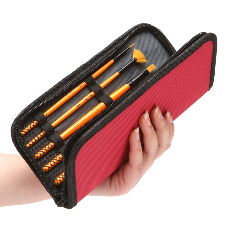 ZHU TING 10 In 1 Wooden Pole Nylon Wool Watercolor Pen And Board Brush Fan Shaped Painting Pen Set With Cloth BagZHUTING( Yellow Rod)