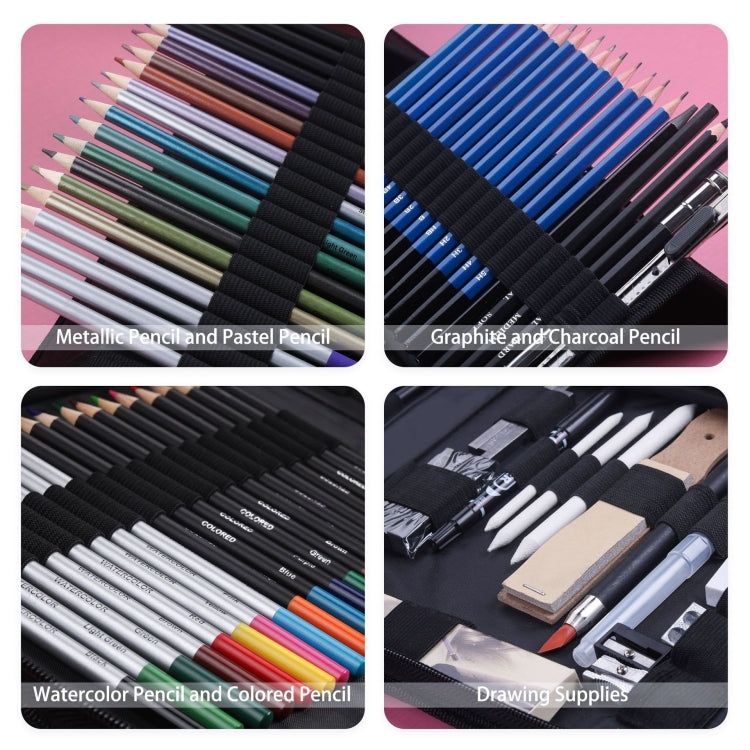 KALOLR YW-PC083  83 in 1 Portable Sketch Tool Water-Soluble Color Lead Metal Color Lead Combination Sketch Drawing Set(Black)