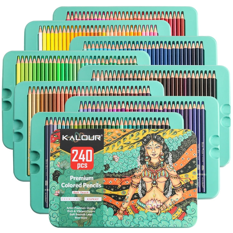 Kalour 240 Colors Color Lead Pencil Set Hand Painted Doodle Color Pencil Painting Pencil(Iron Box Packaging)