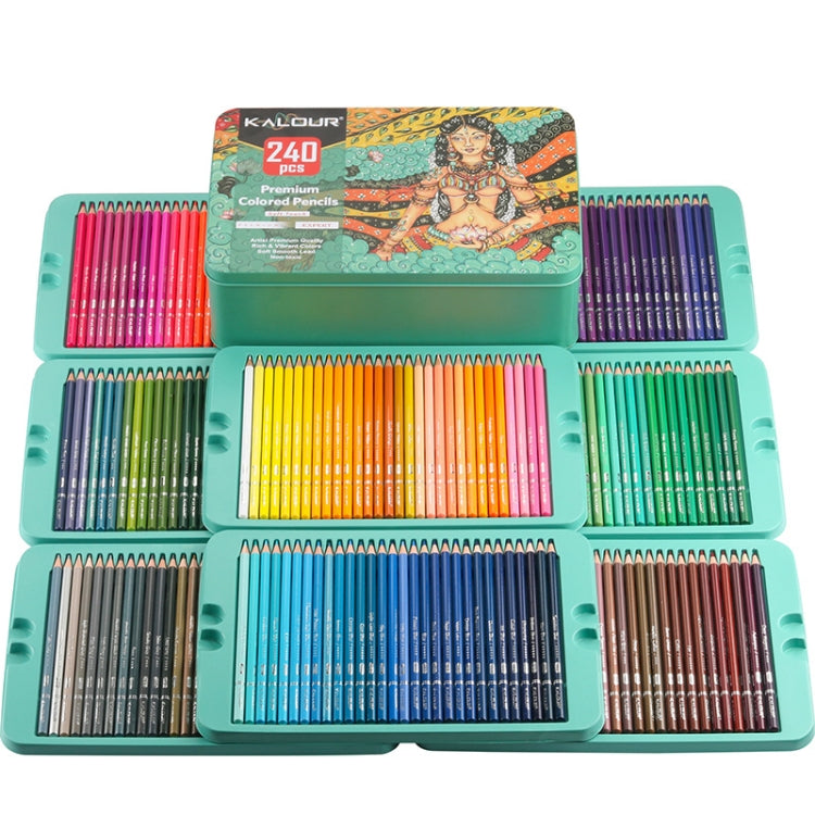 Kalour 240 Colors Color Lead Pencil Set Hand Painted Doodle Color Pencil Painting Pencil(Iron Box Packaging)