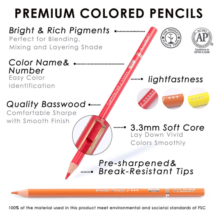 Kalour 240 Colors Color Lead Pencil Set Hand Painted Doodle Color Pencil Painting Pencil(Iron Box Packaging)