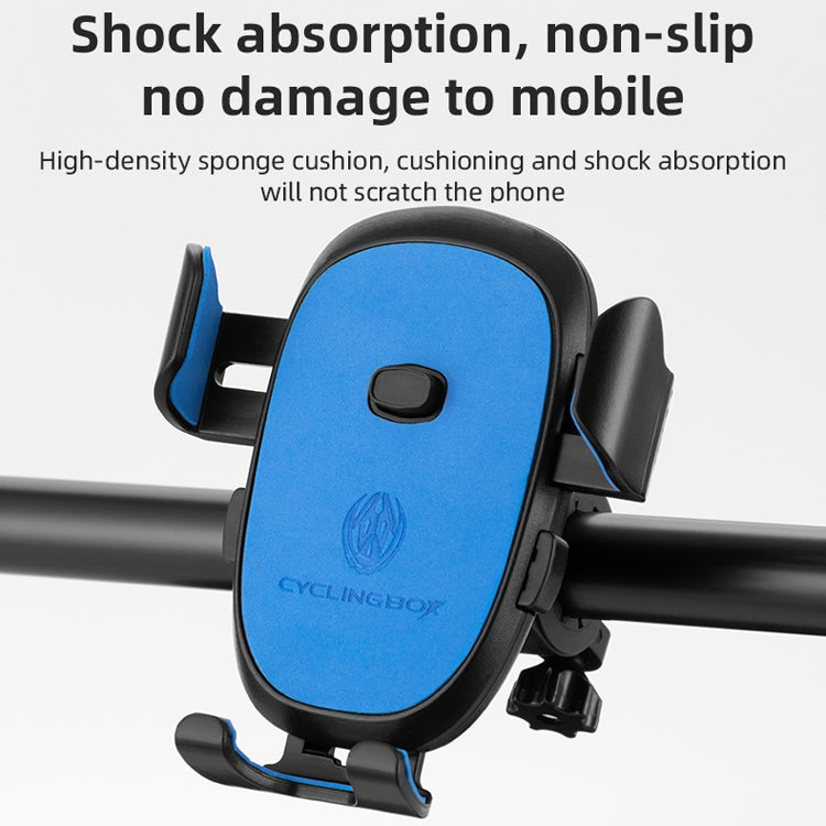 CYCLINGBOX BG-2930 Bicycle Mobile Phone Frame Plastic One-Click Lock Mobile Phone Bracket, Style: Handlebar Installation (Blue）