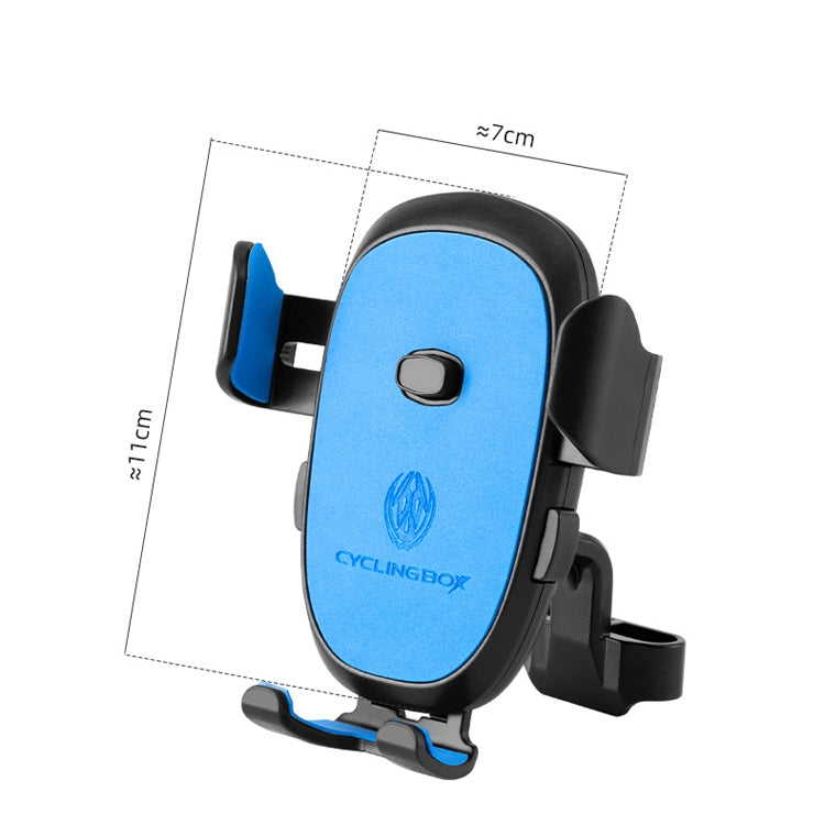 CYCLINGBOX BG-2930 Bicycle Mobile Phone Frame Plastic One-Click Lock Mobile Phone Bracket, Style: Rearview Mirror Installation (Blue）