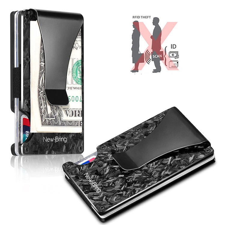 New Bring  Metal Card Holder Men Ultra-Thin Anti-Theft Compact Wallet Card Holder(Black Forged Pattern)