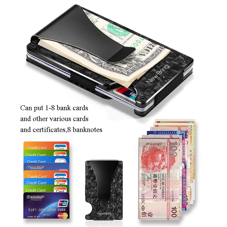 New Bring  Metal Card Holder Men Ultra-Thin Anti-Theft Compact Wallet Card Holder(Black Forged Pattern)